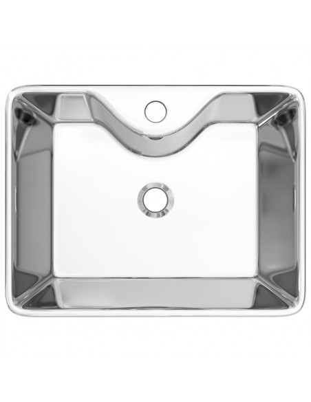 Lavandino con Foro per Rubinetto 48x37x13,5 cm Ceramica Argento