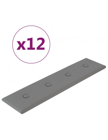 Pannelli Murali 12 pz Grigi 60x15 cm Similpelle 1,08 m²