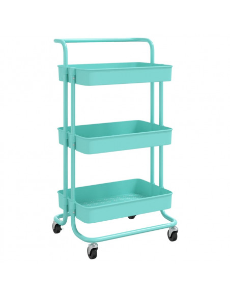 Carrello da Cucina 3 Ripiani Turchese 42x35x85 cm Ferro e ABS
