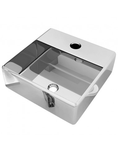 Lavandino con Foro per Rubinetto 38x30x11,5 cm Ceramica Argento