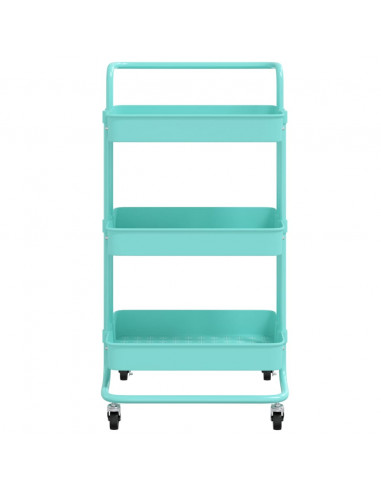 Carrello da Cucina 3 Ripiani Turchese 42x35x85 cm Ferro e ABS