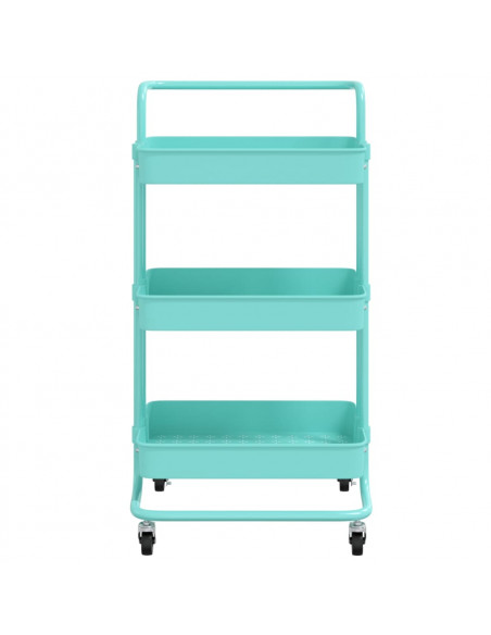 Carrello da Cucina 3 Ripiani Turchese 42x35x85 cm Ferro e ABS