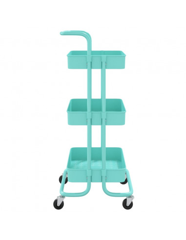 Carrello da Cucina 3 Ripiani Turchese 42x35x85 cm Ferro e ABS