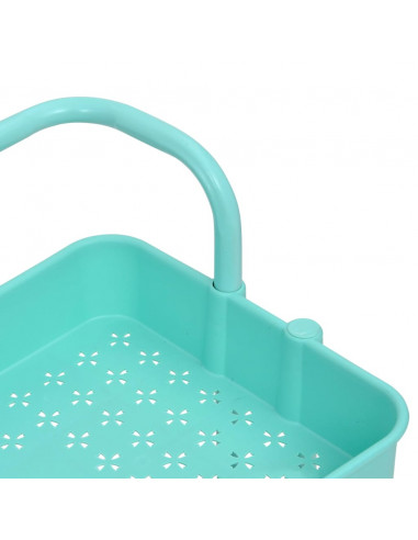 Carrello da Cucina 3 Ripiani Turchese 42x35x85 cm Ferro e ABS