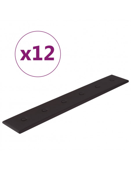 Pannelli Murali 12 pz Neri 90x15 cm in Similpelle 1,62 m²