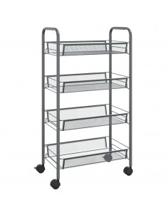 Carrello da Cucina con 4 Ripiani Grigio 46x26x64 cm in Ferro 2