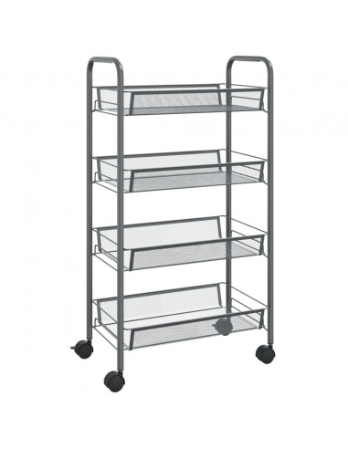 Carrello da Cucina con 4 Ripiani Grigio 46x26x64 cm in Ferro