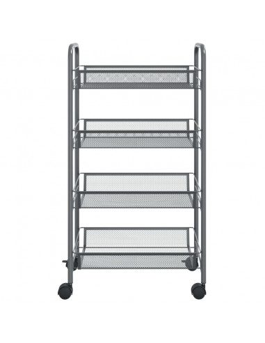 Carrello da Cucina con 4 Ripiani Grigio 46x26x64 cm in Ferro