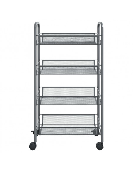 Carrello da Cucina con 4 Ripiani Grigio 46x26x64 cm in Ferro