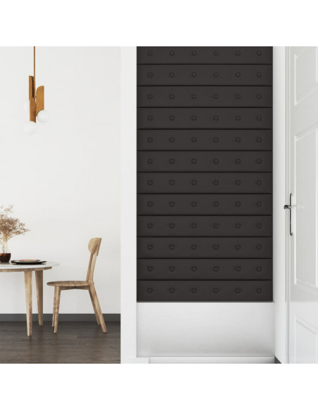 Pannelli Murali 12 pz Neri 90x15 cm in Similpelle 1,62 m²