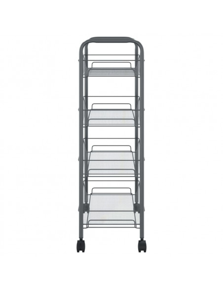 Carrello da Cucina con 4 Ripiani Grigio 46x26x64 cm in Ferro