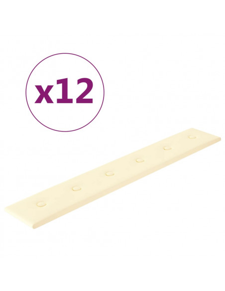 Pannelli Murali 12 pz Crema 90x15 cm in Similpelle 1,62 m²