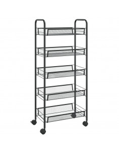Carrello da Cucina con 5 Ripiani Nero 46x26x105 cm in Ferro 2