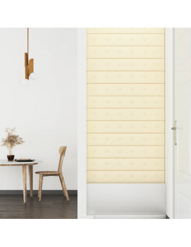 Pannelli Murali 12 pz Crema 90x15 cm in Similpelle 1,62 m²