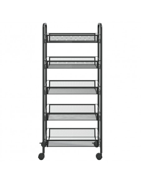Carrello da Cucina con 5 Ripiani Nero 46x26x105 cm in Ferro
