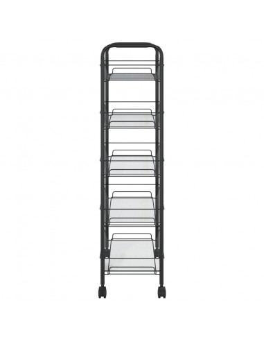 Carrello da Cucina con 5 Ripiani Nero 46x26x105 cm in Ferro