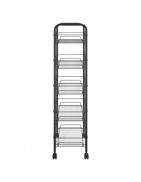 Carrello da Cucina con 5 Ripiani Nero 46x26x105 cm in Ferro
