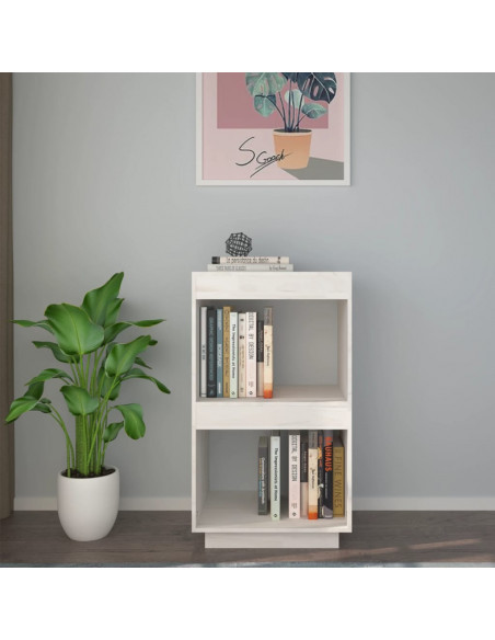 Libreria Bianca 40x35x71 cm in Legno Massello di Pino