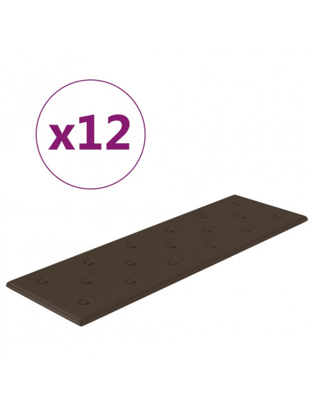 Pannelli Murali 12 pz Marroni 90x30 cm in Similpelle 3,24 m²