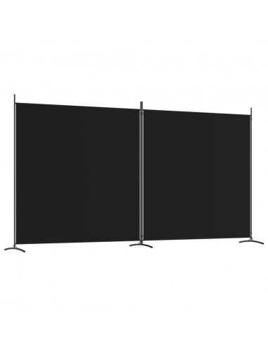 Divisorio a 2 Pannelli Nero 348x180 cm in Tessuto