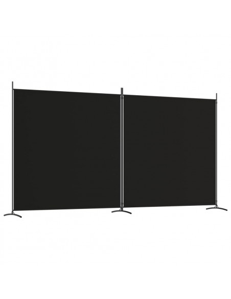 Divisorio a 2 Pannelli Nero 348x180 cm in Tessuto