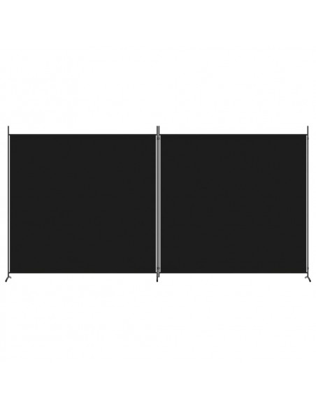 Divisorio a 2 Pannelli Nero 348x180 cm in Tessuto