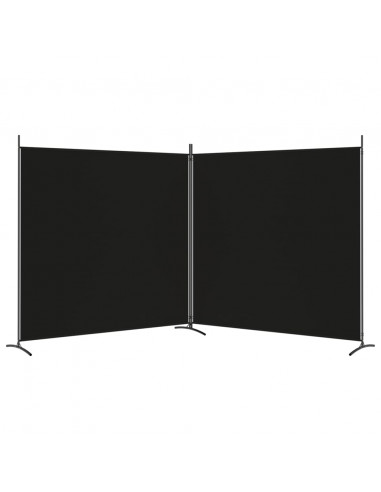 Divisorio a 2 Pannelli Nero 348x180 cm in Tessuto