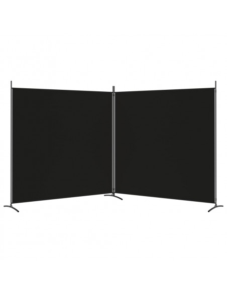 Divisorio a 2 Pannelli Nero 348x180 cm in Tessuto