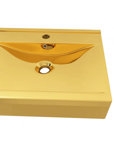 Lavandino con Troppopieno 60x46x16 cm in Ceramica Oro