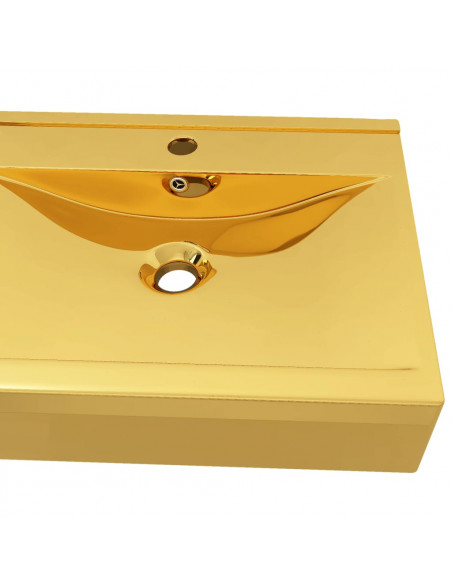 Lavandino con Troppopieno 60x46x16 cm in Ceramica Oro