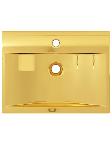 Lavandino con Troppopieno 60x46x16 cm in Ceramica Oro