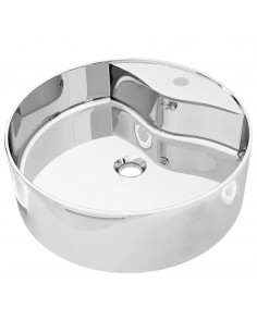 Lavandino con Troppopieno 46,5x15,5 cm in Ceramica Argento 2