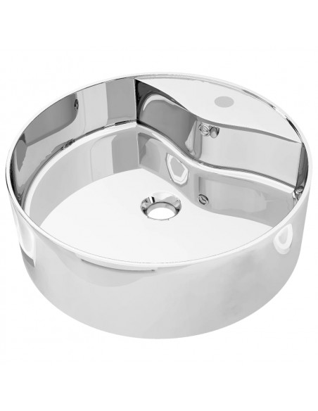 Lavandino con Troppopieno 46,5x15,5 cm in Ceramica Argento