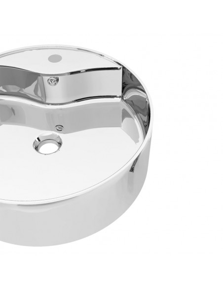Lavandino con Troppopieno 46,5x15,5 cm in Ceramica Argento