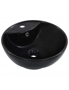 Lavandino con Troppopieno 46,5x18 cm in Ceramica Nero 2