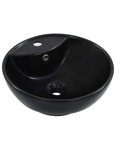 Lavandino con Troppopieno 46,5x18 cm in Ceramica Nero