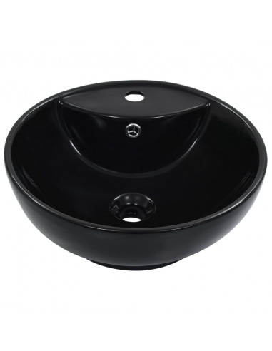 Lavandino con Troppopieno 46,5x18 cm in Ceramica Nero