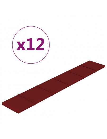 Pannelli Murali 12 pz Rosso Vino 90x15 cm Tessuto 1,62 m²