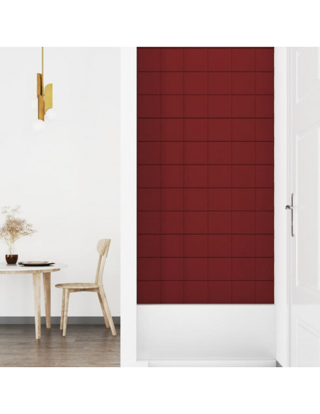 Pannelli Murali 12 pz Rosso Vino 90x15 cm Tessuto 1,62 m²