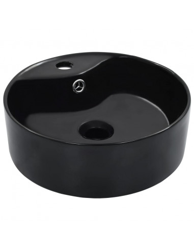 Lavandino con Troppopieno 36x13 cm in Ceramica Nero