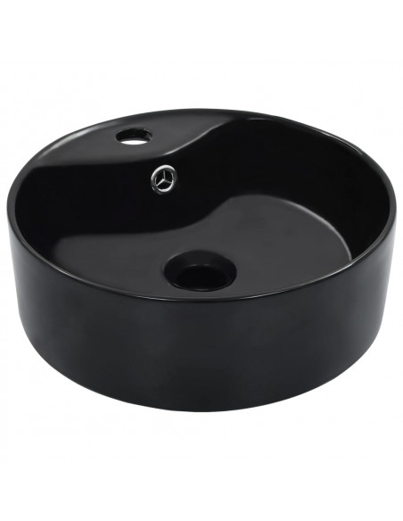 Lavandino con Troppopieno 36x13 cm in Ceramica Nero