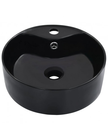 Lavandino con Troppopieno 36x13 cm in Ceramica Nero