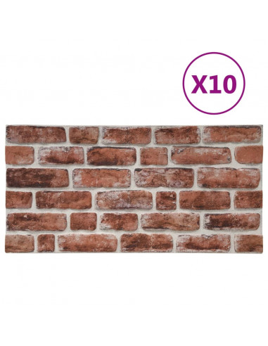 Pannelli Murali 3D con Mattoni Marrone Scuro 10 pz EPS
