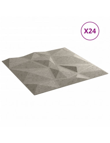 Pannelli Murali 24 pz Grigio Cemento 50x50 cm XPS 6 m² Diamante