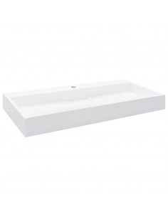 Lavandino 100x46x11 cm Blocco in Marmo/Minerale Bianco 2