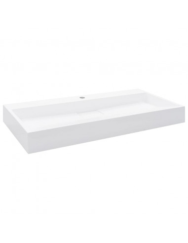 Lavandino 100x46x11 cm Blocco in Marmo/Minerale Bianco
