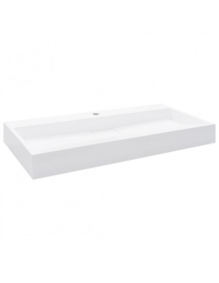 Lavandino 100x46x11 cm Blocco in Marmo/Minerale Bianco