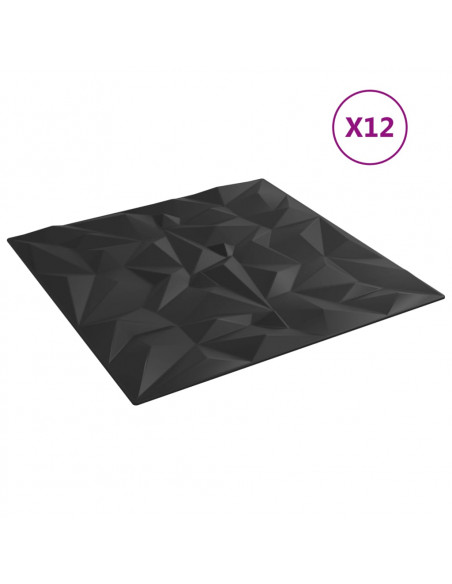 Pannelli Murali 12 pz Neri 50x50 cm XPS 3 m² Ametista
