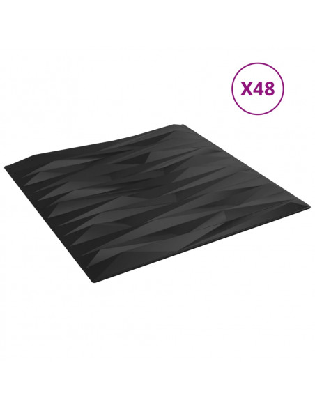 Pannelli Murali 48 pz Neri 50x50 cm XPS 12 m² Pietra
