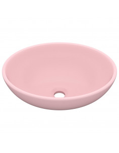 Lavandino Lusso Ovale Rosa Opaco 40x33 cm in Ceramica 2